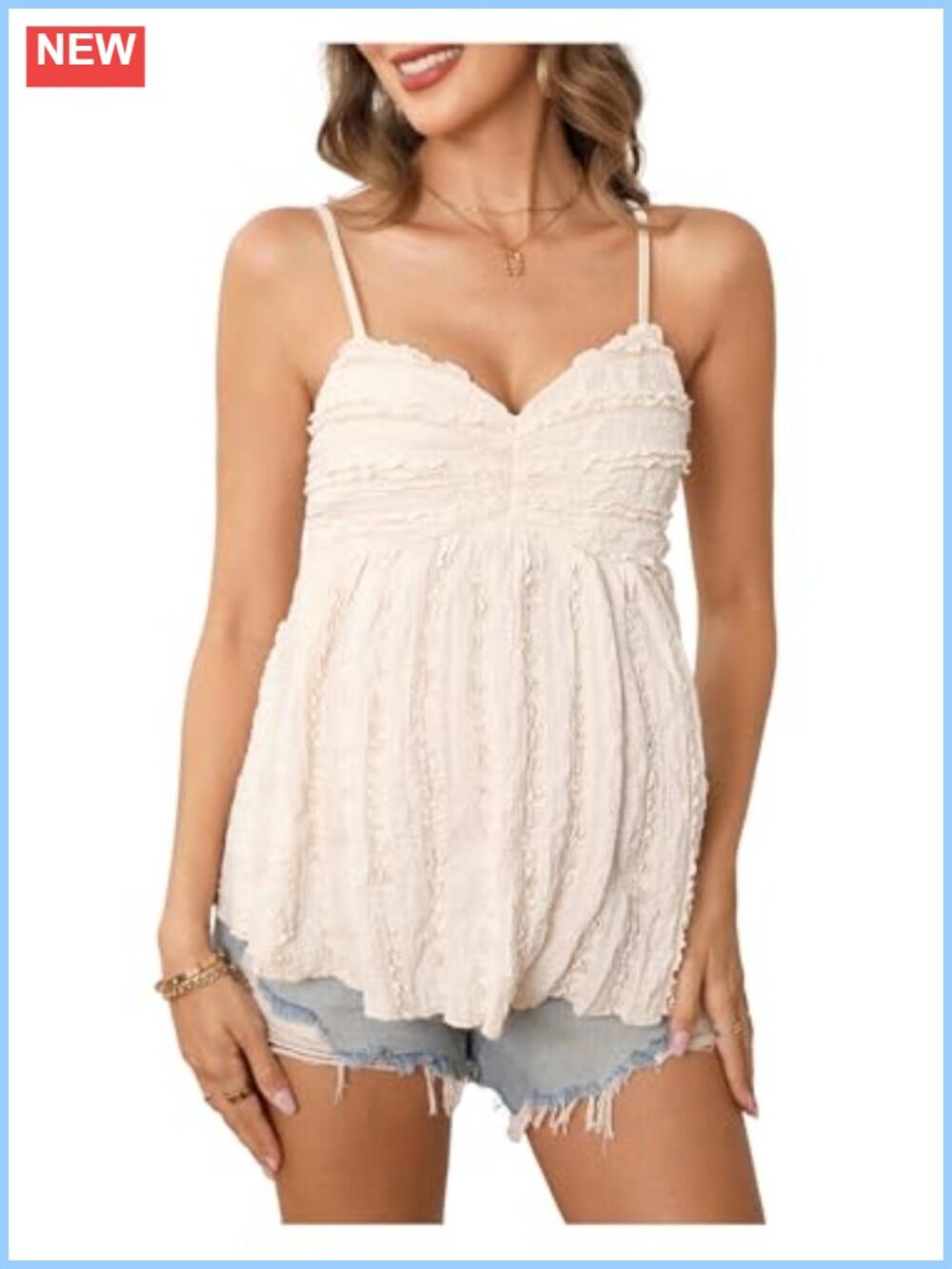 Maternity Babydoll Tank Top Peplum Ruffle Cami Sleeveless